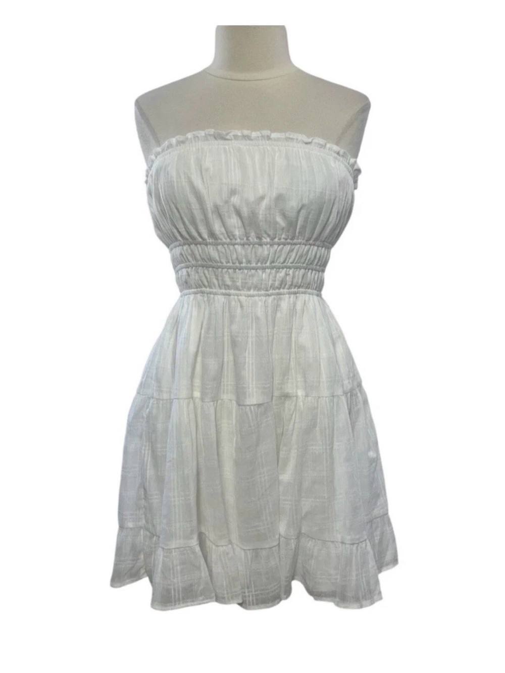 Women's Strapless White Smocked Sundress Sz XL